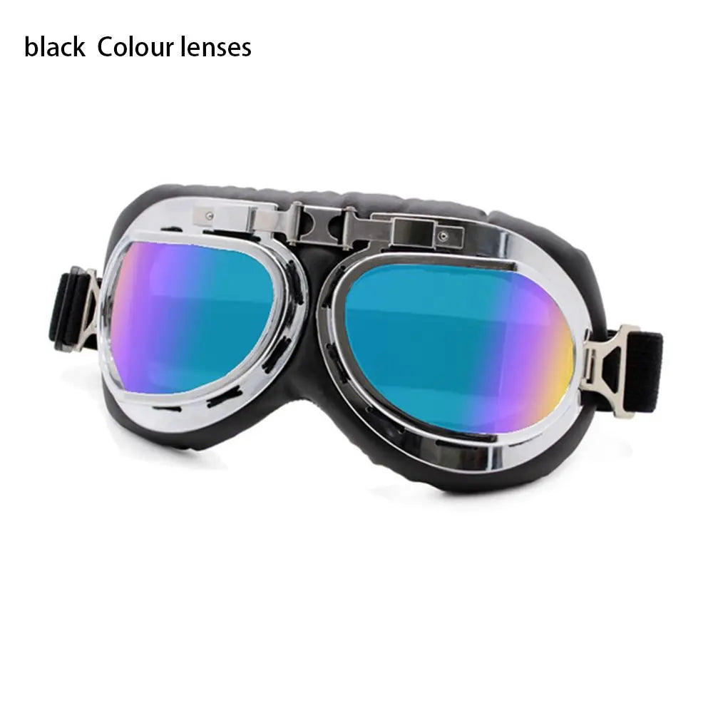 Retro Vintage Pilot Goggles Motor Protective Gear Glasses For Motorcycle Cruiser Cafe Scooter