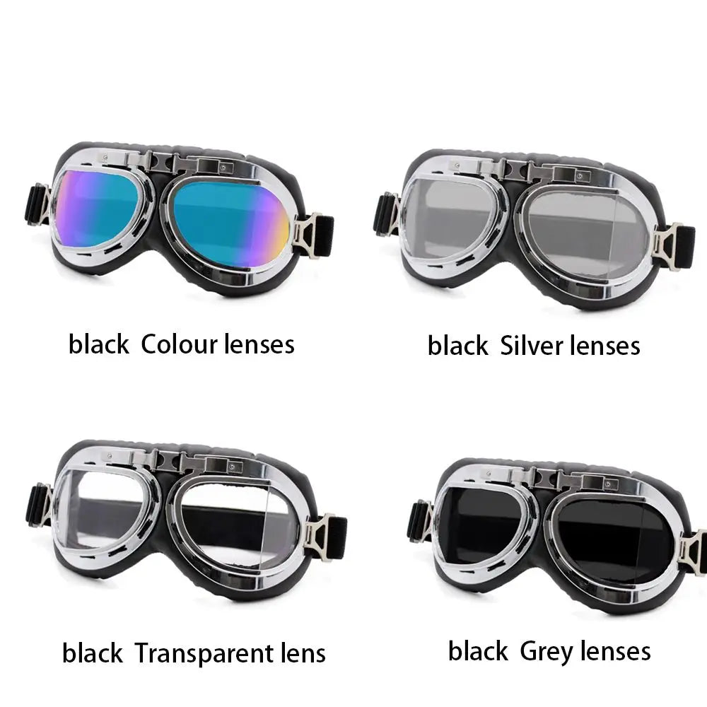 Retro Vintage Pilot Goggles Motor Protective Gear Glasses For Motorcycle Cruiser Cafe Scooter