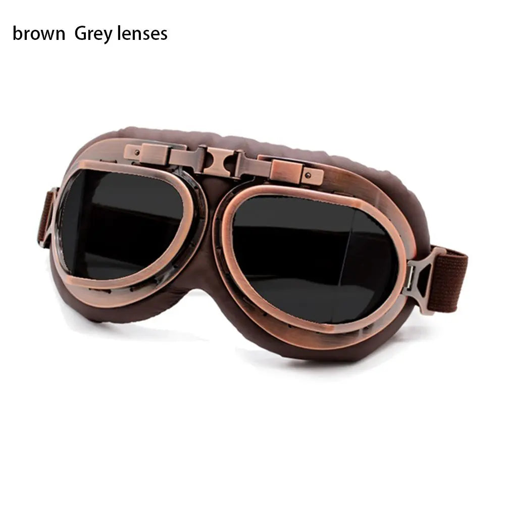 Retro Vintage Pilot Goggles Motor Protective Gear Glasses For Motorcycle Cruiser Cafe Scooter