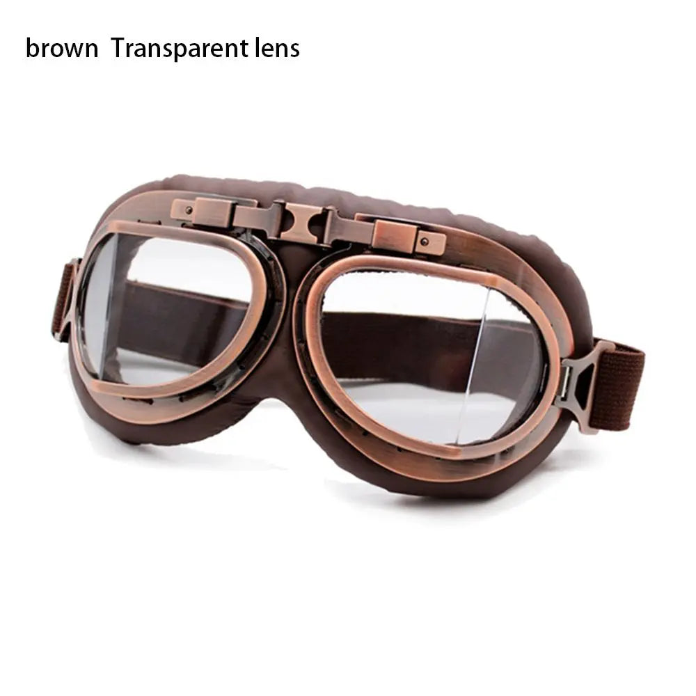 Retro Vintage Pilot Goggles Motor Protective Gear Glasses For Motorcycle Cruiser Cafe Scooter