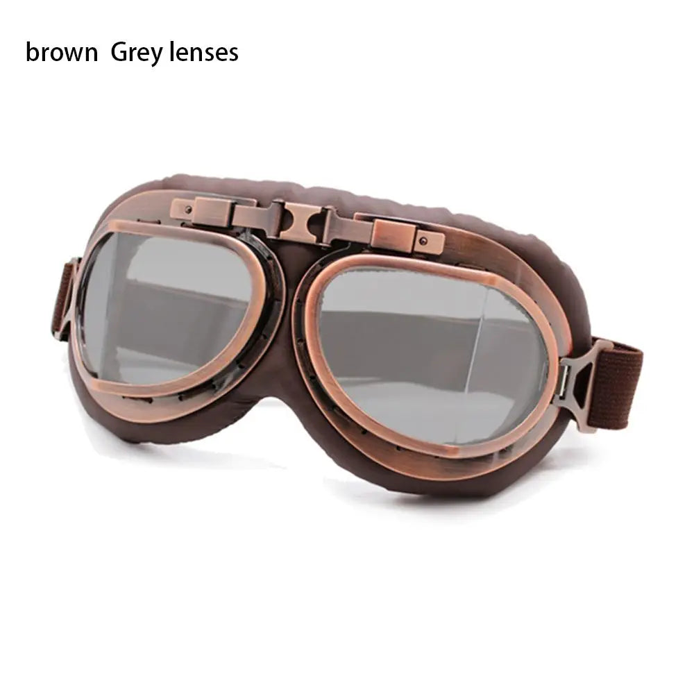 Retro Vintage Pilot Goggles Motor Protective Gear Glasses For Motorcycle Cruiser Cafe Scooter