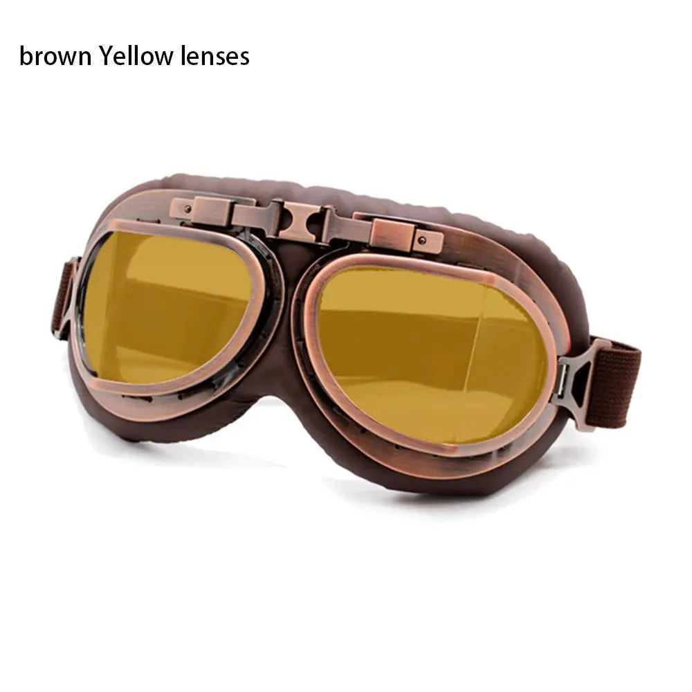 Retro Vintage Pilot Goggles Motor Protective Gear Glasses For Motorcycle Cruiser Cafe Scooter