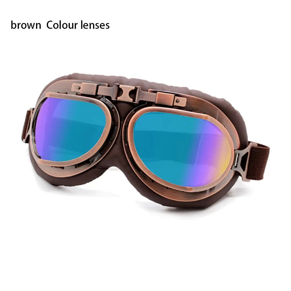Retro Vintage Pilot Goggles Motor Protective Gear Glasses For Motorcycle Cruiser Cafe Scooter
