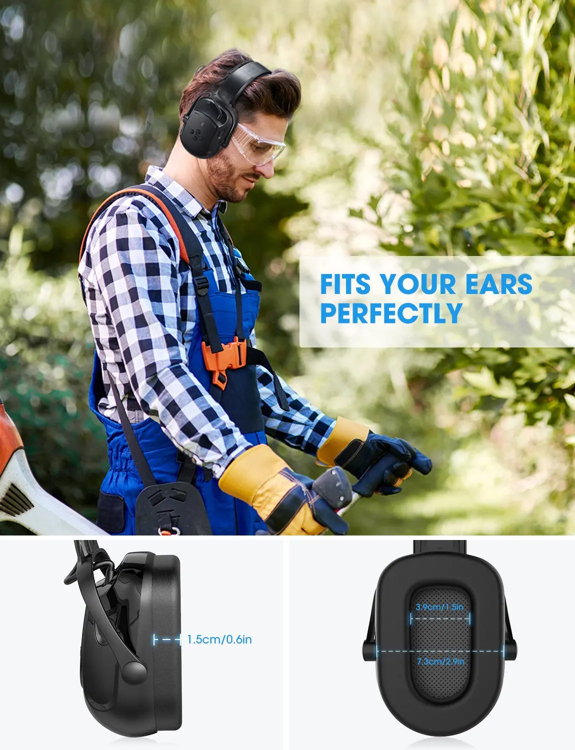 Mpow Upgraded Bluetooth Noise Reduction Ear Muffs Safety NRR 29dB/SNR 36dB Adjustable Hearing Protection Ear Defender Headphones