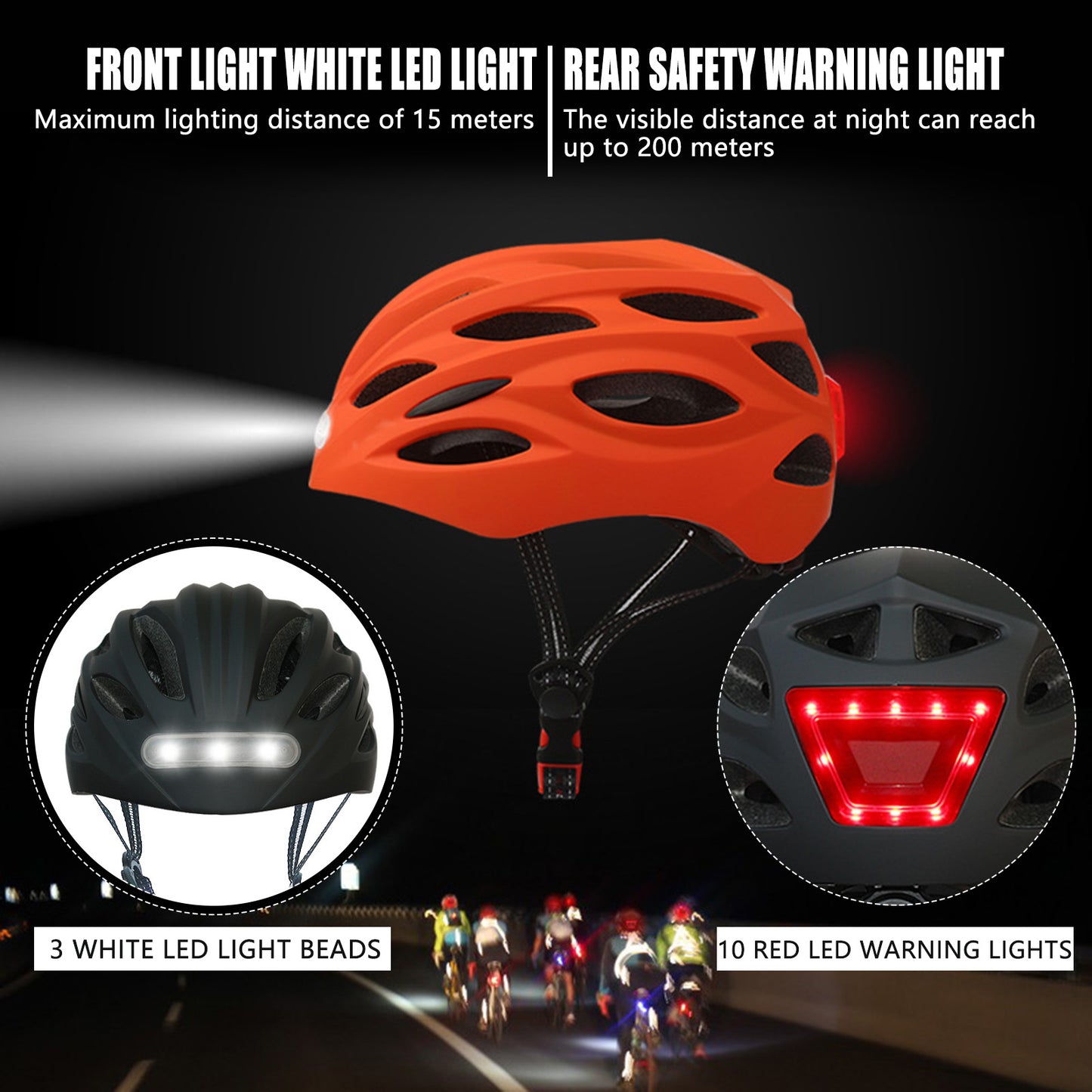 Bike Helmet with LED Light,Outdoor Breathable Cycling Safety Helmet for Unisex,Professional Safe Smart Cap Bicycle Accessories