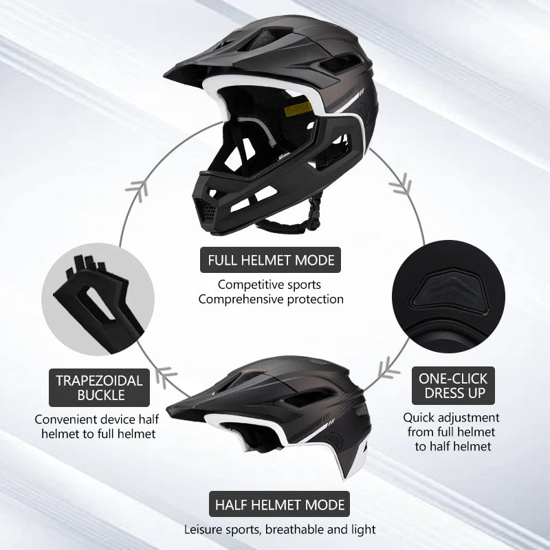 Eastinear's New Adult Bicycle Helmet Full-face Detachable Outdoor Sports Motorcycle Skateboard Riding Helmet