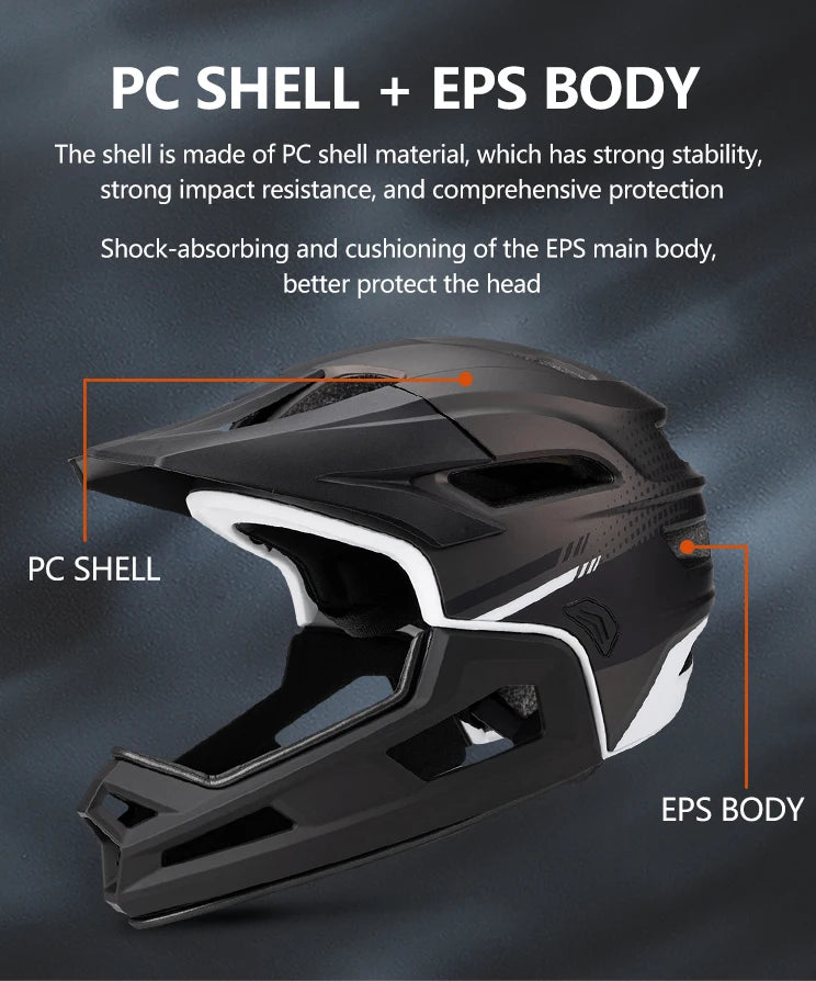 Eastinear's New Adult Bicycle Helmet Full-face Detachable Outdoor Sports Motorcycle Skateboard Riding Helmet