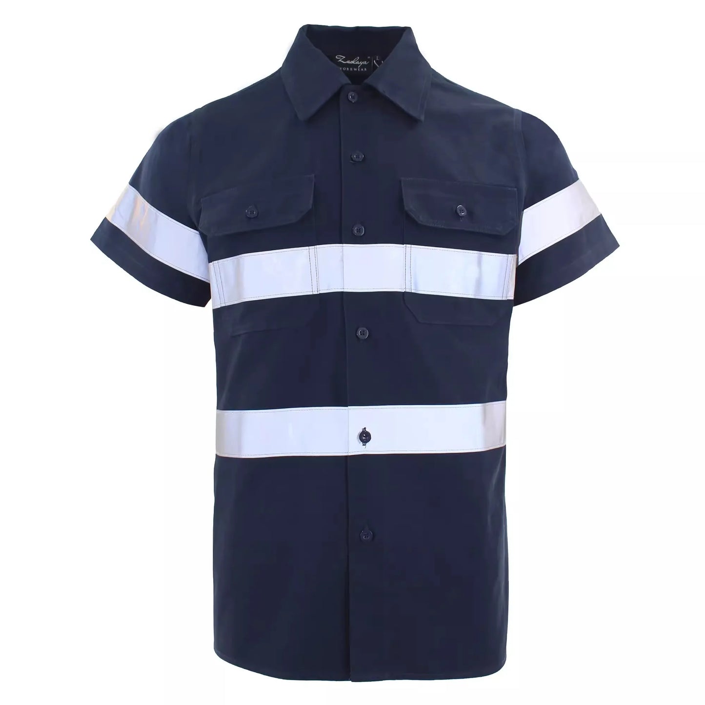 Hi Vis Shirt for Men Long Sleeve Cotton Work Shirt Pockets Safety Reflective Working Shirt High Visibility Workwear