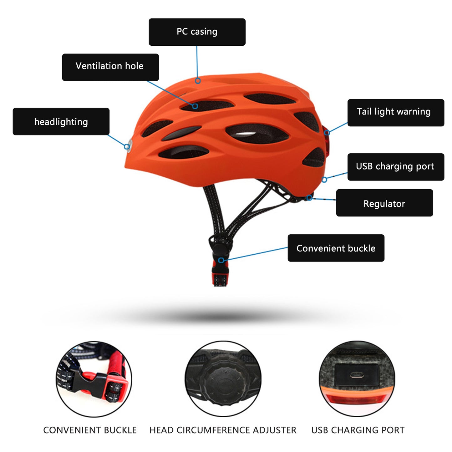Bike Helmet with LED Light,Outdoor Breathable Cycling Safety Helmet for Unisex,Professional Safe Smart Cap Bicycle Accessories