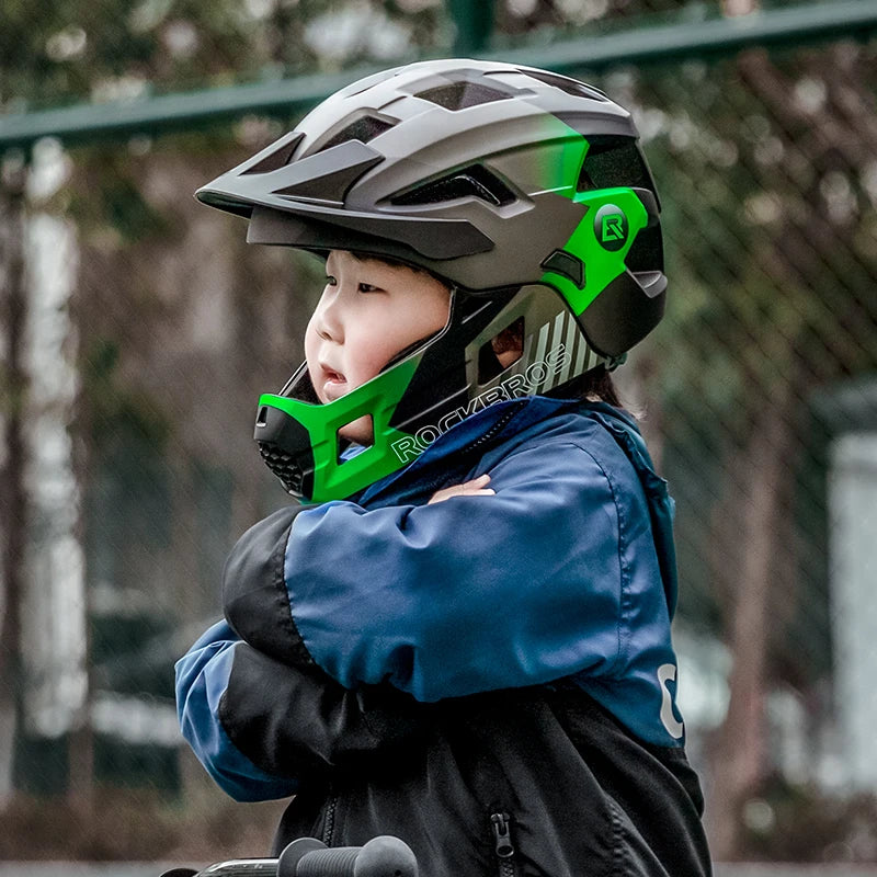 ROCKBROS Kids Detachable Full Face Bike helmet Children's Sports Cycling MTB Motorcycle Skateboarding Skating Helmet for Child