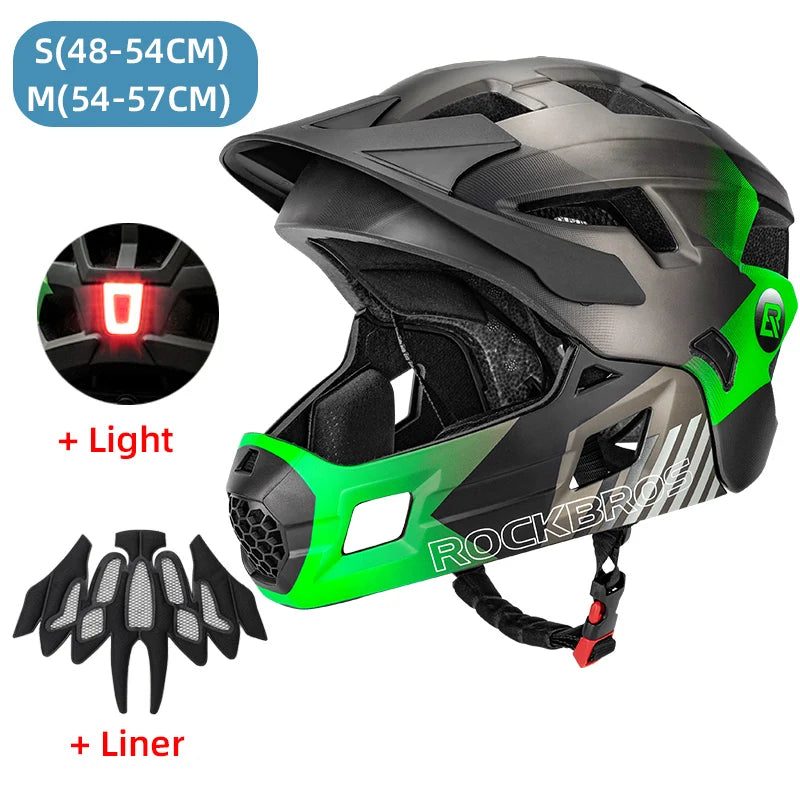 ROCKBROS Kids Detachable Full Face Bike helmet Children's Sports Cycling MTB Motorcycle Skateboarding Skating Helmet for Child
