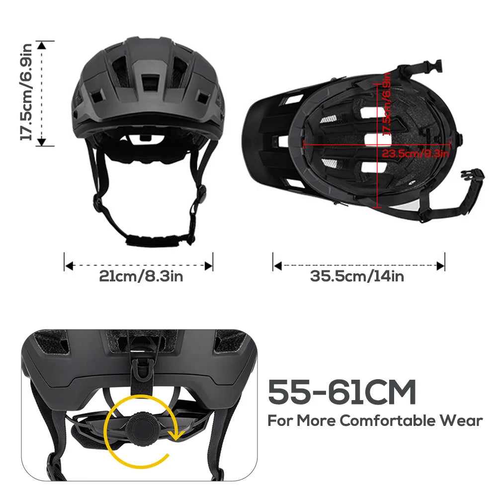 Bike Helmet for Men and Women Mountain Helmet Road Bike Helmet 55-61cm Adjustable Dial Removable Visor Ventilation 14 Air Vents