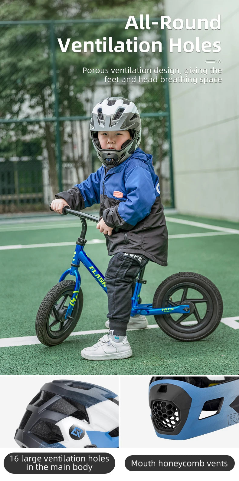 ROCKBROS Kids Detachable Full Face Bike helmet Children's Sports Cycling MTB Motorcycle Skateboarding Skating Helmet for Child