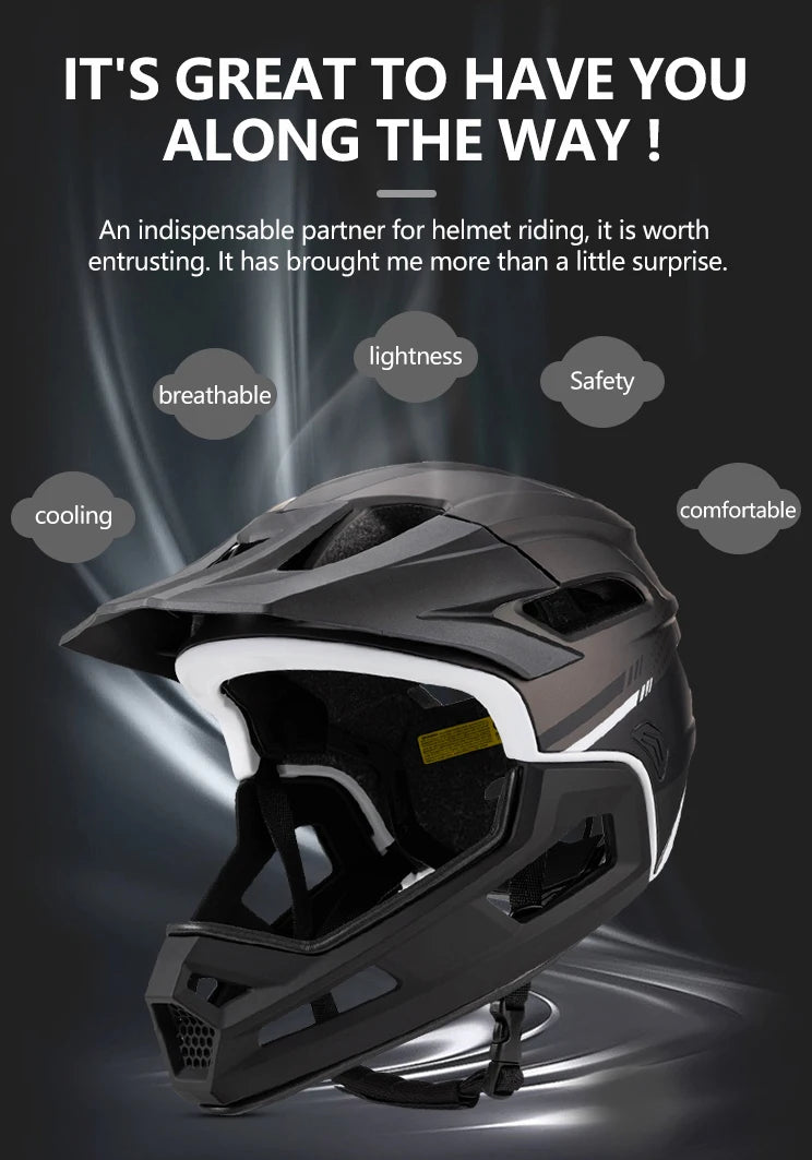 Eastinear's New Adult Bicycle Helmet Full-face Detachable Outdoor Sports Motorcycle Skateboard Riding Helmet