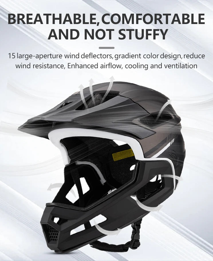 Eastinear's New Adult Bicycle Helmet Full-face Detachable Outdoor Sports Motorcycle Skateboard Riding Helmet