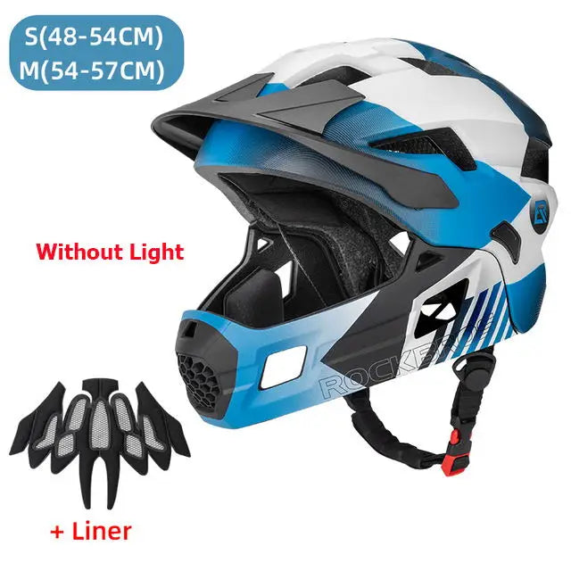 ROCKBROS Kids Detachable Full Face Bike helmet Children's Sports Cycling MTB Motorcycle Skateboarding Skating Helmet for Child