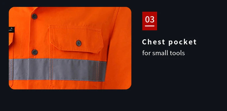 Hi Vis Shirt for Men Long Sleeve Cotton Work Shirt Pockets Safety Reflective Working Shirt High Visibility Workwear