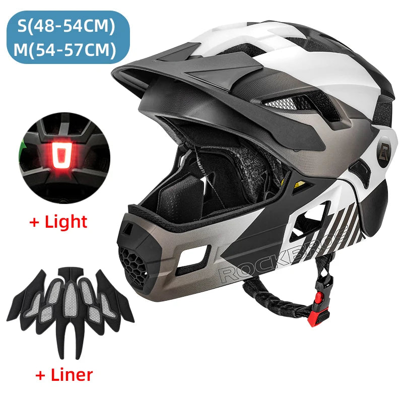 ROCKBROS Kids Detachable Full Face Bike helmet Children's Sports Cycling MTB Motorcycle Skateboarding Skating Helmet for Child