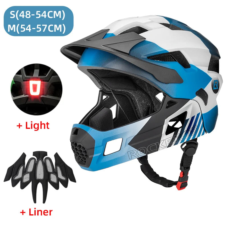 ROCKBROS Kids Detachable Full Face Bike helmet Children's Sports Cycling MTB Motorcycle Skateboarding Skating Helmet for Child