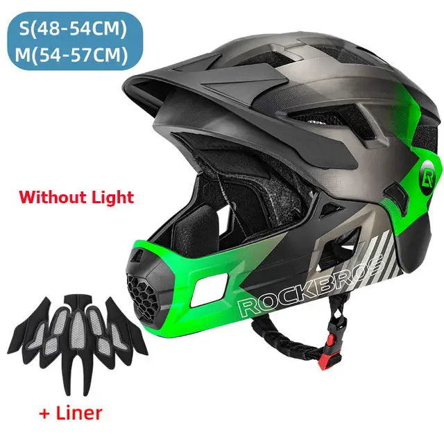 ROCKBROS Kids Detachable Full Face Bike helmet Children's Sports Cycling MTB Motorcycle Skateboarding Skating Helmet for Child