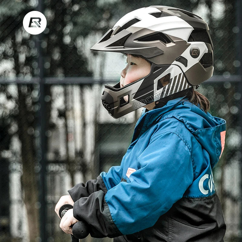 ROCKBROS Kids Detachable Full Face Bike helmet Children's Sports Cycling MTB Motorcycle Skateboarding Skating Helmet for Child