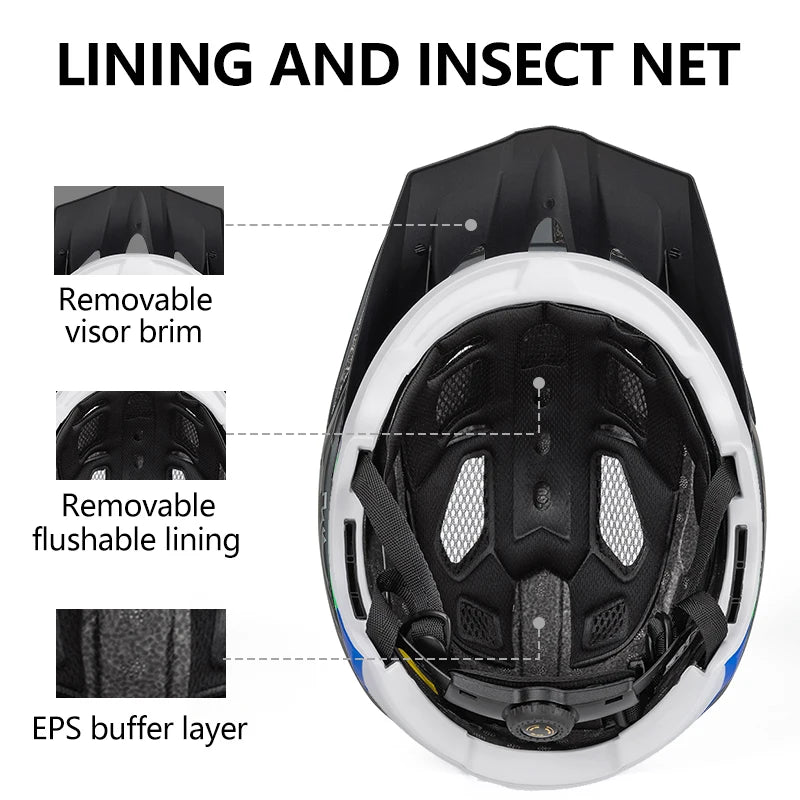 Eastinear's New Adult Bicycle Helmet Full-face Detachable Outdoor Sports Motorcycle Skateboard Riding Helmet