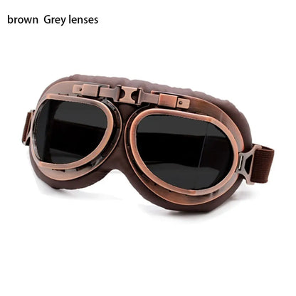 Retro Vintage Pilot Goggles Motor Protective Gear Glasses For Motorcycle Cruiser Cafe Scooter