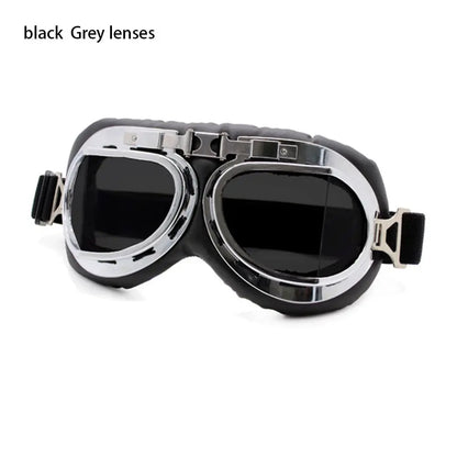 Retro Vintage Pilot Goggles Motor Protective Gear Glasses For Motorcycle Cruiser Cafe Scooter