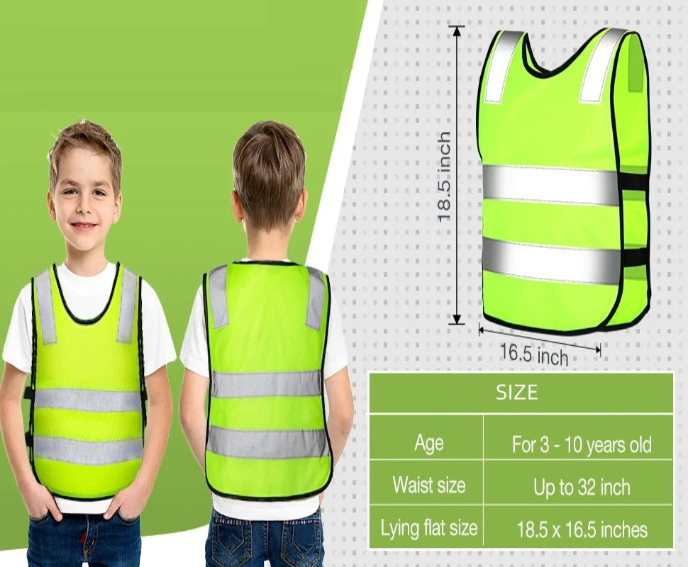 Kids Reflective Vest Child Safety Visibility Vest Kids Safety Vest for Cycling Ski Running