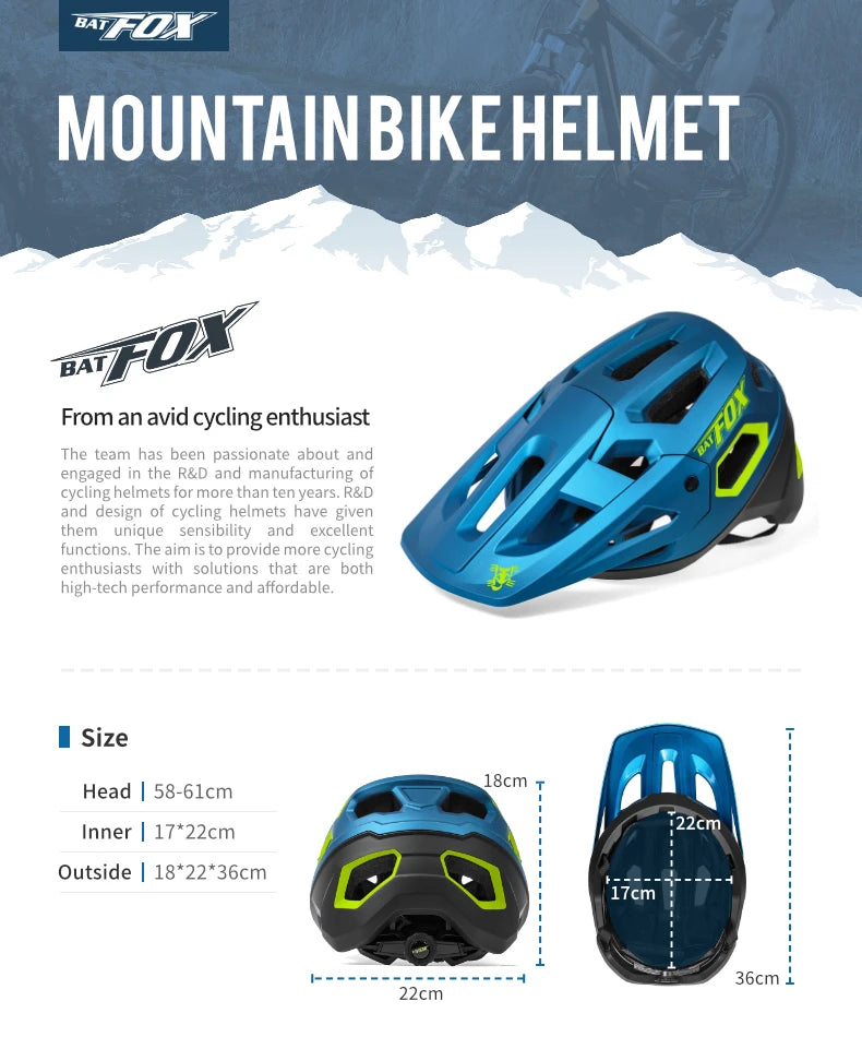 BATFOX mountain helmet bike accessories head safety bicycle protection equipment