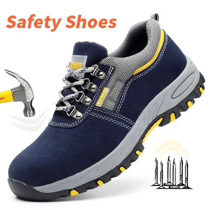 Mens Work leather Boot Safety Shoes Steel Toe Cap Puncture-Proof Work Sneakers Indestructible Work Shoes Men Shoes male kevlar