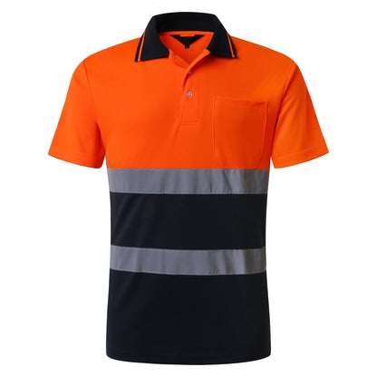 Hi vis work shirt Long Sleeve Safety Polo Shirt Orange High Visibility Reflective Shirt With Pockets