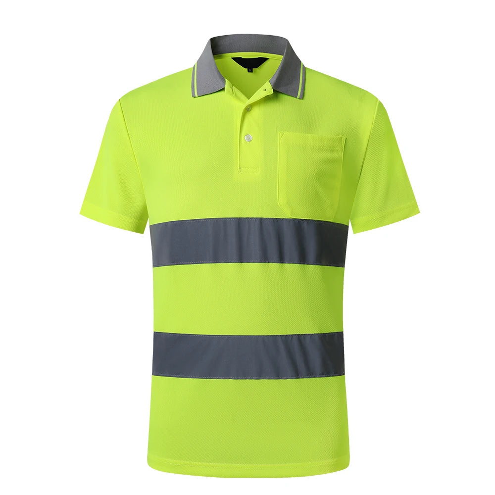 Hi vis work shirt Long Sleeve Safety Polo Shirt Orange High Visibility Reflective Shirt With Pockets
