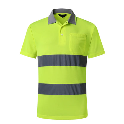Hi vis work shirt Long Sleeve Safety Polo Shirt Orange High Visibility Reflective Shirt With Pockets