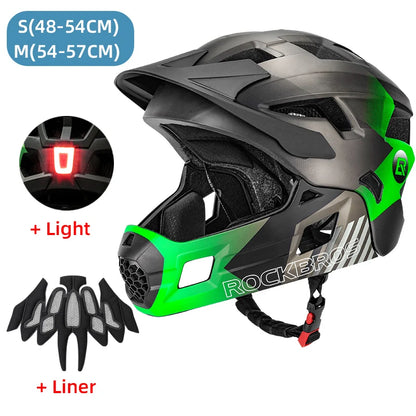 ROCKBROS Kids Detachable Full Face Bike helmet Children's Sports Cycling MTB Motorcycle Skateboarding Skating Helmet for Child