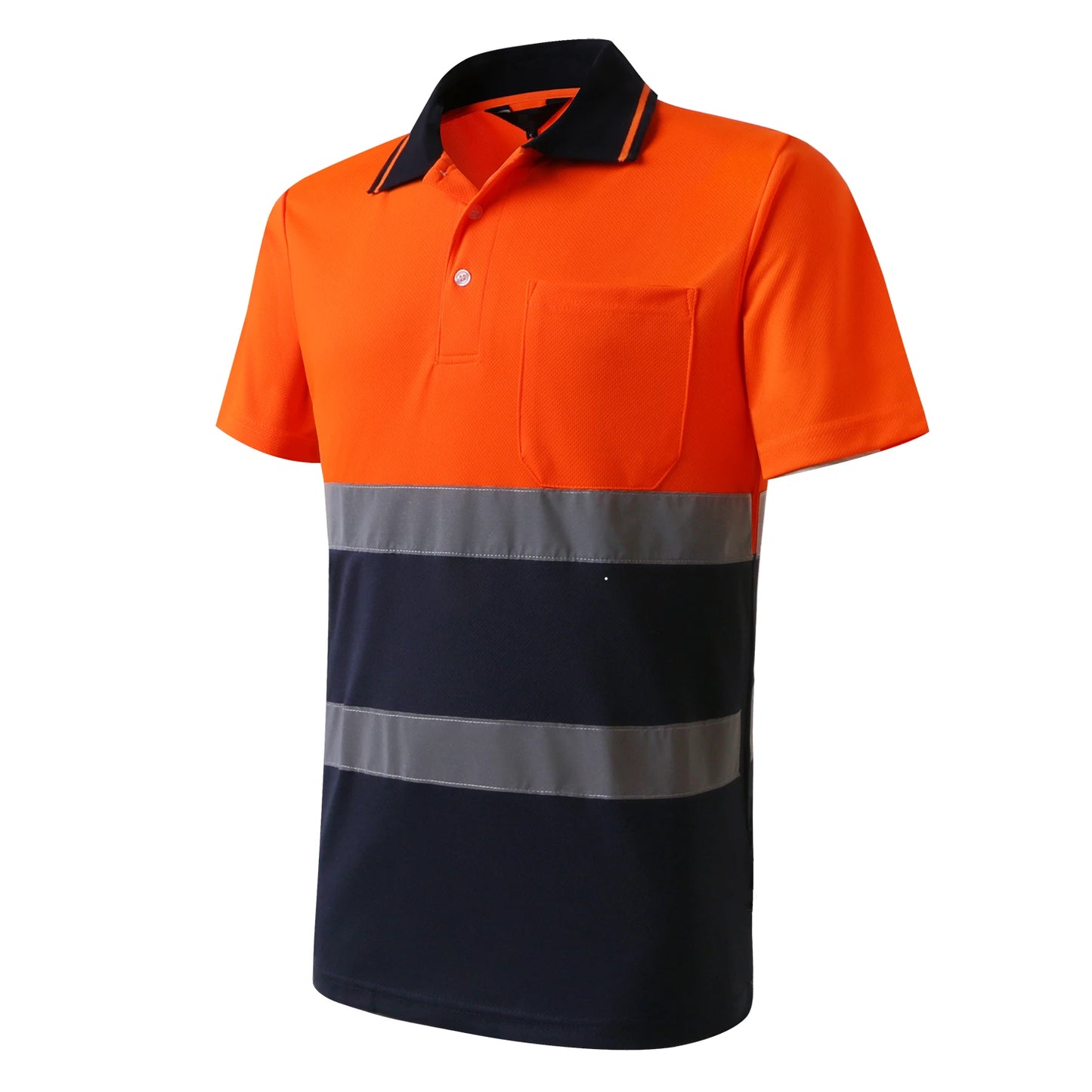 Hi vis work shirt Long Sleeve Safety Polo Shirt Orange High Visibility Reflective Shirt With Pockets
