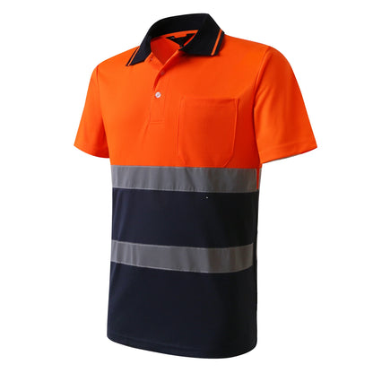 Hi vis work shirt Long Sleeve Safety Polo Shirt Orange High Visibility Reflective Shirt With Pockets