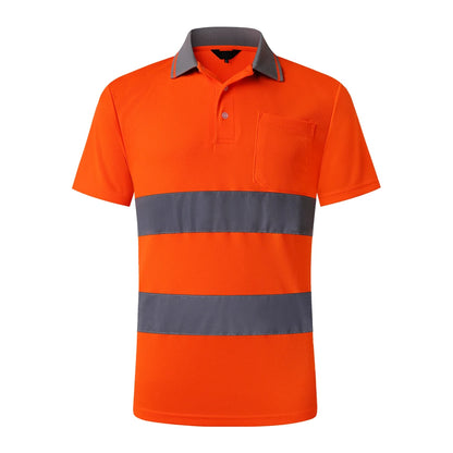 Hi vis work shirt Long Sleeve Safety Polo Shirt Orange High Visibility Reflective Shirt With Pockets