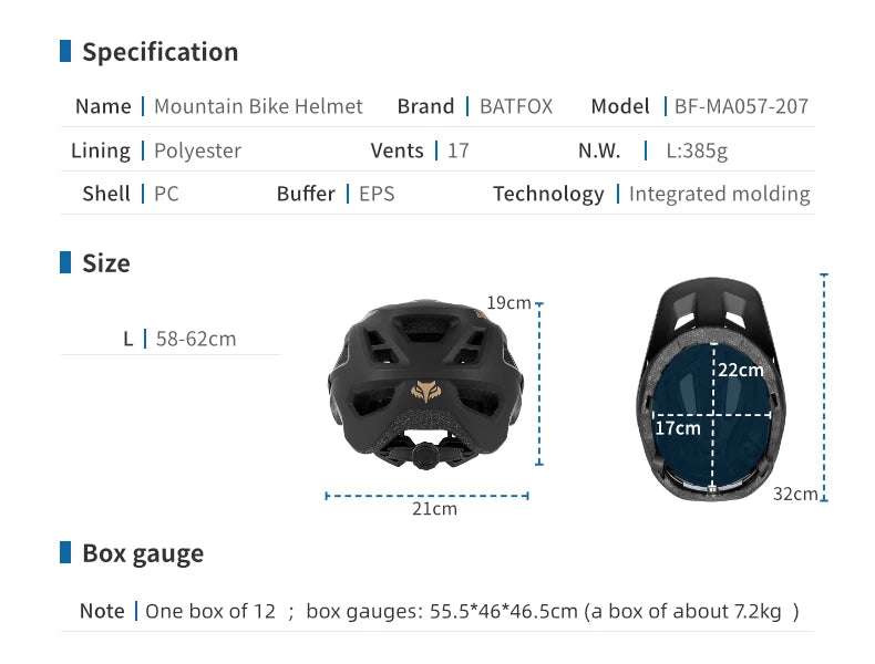 BATFOX In-mold DH MTB Bicycle Helmet Sports Anti-impact Road Mountain Bike Helmet casco fox Men Women Riding Cycling Helmet