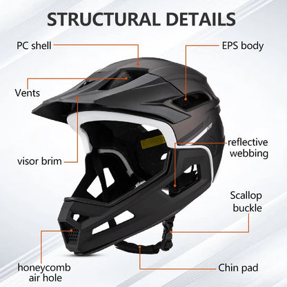 Eastinear's New Adult Bicycle Helmet Full-face Detachable Outdoor Sports Motorcycle Skateboard Riding Helmet