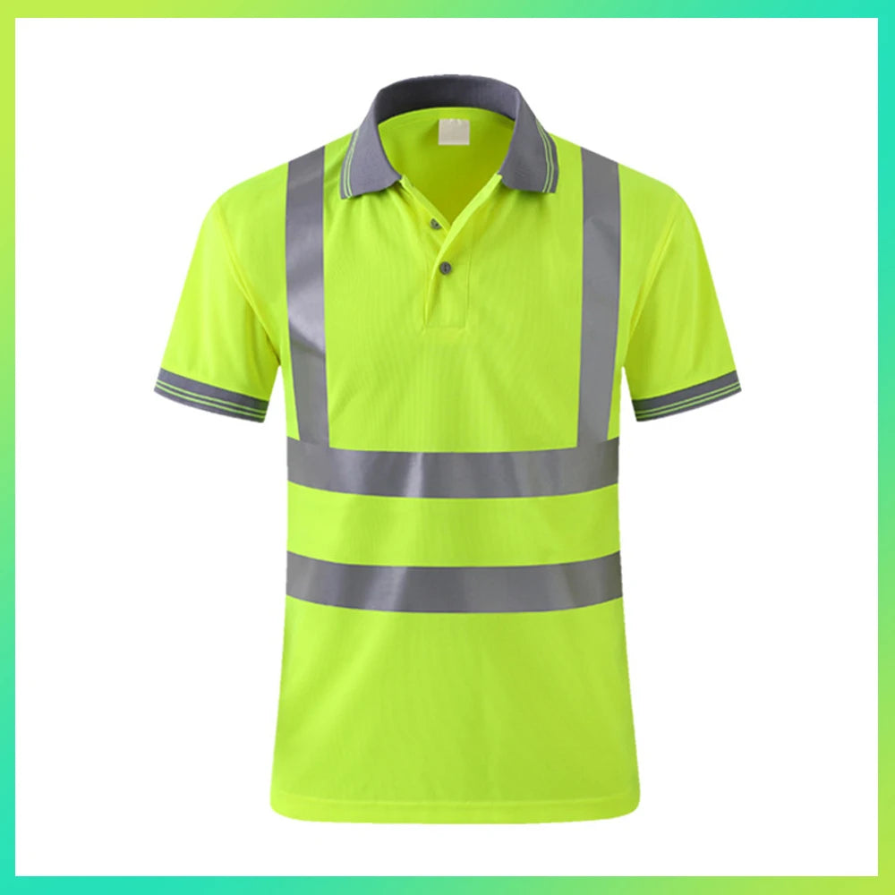 Men Shirts Night Work Reflective Workwear Short Sleeve Quick Dry Work Clothes for Men Breathable T-shirt High Visibility Tops