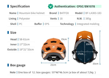 BATFOX In-mold DH MTB Bicycle Helmet Sports Anti-impact Road Mountain Bike Helmet casco fox Men Women Riding Cycling Helmet