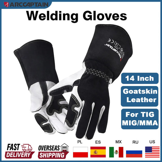 ARCCAPTAIN Welding Glove 14 inch Multifunctional Work Welding Gloves Goatskin Leather Protection For Welders Against Scalding