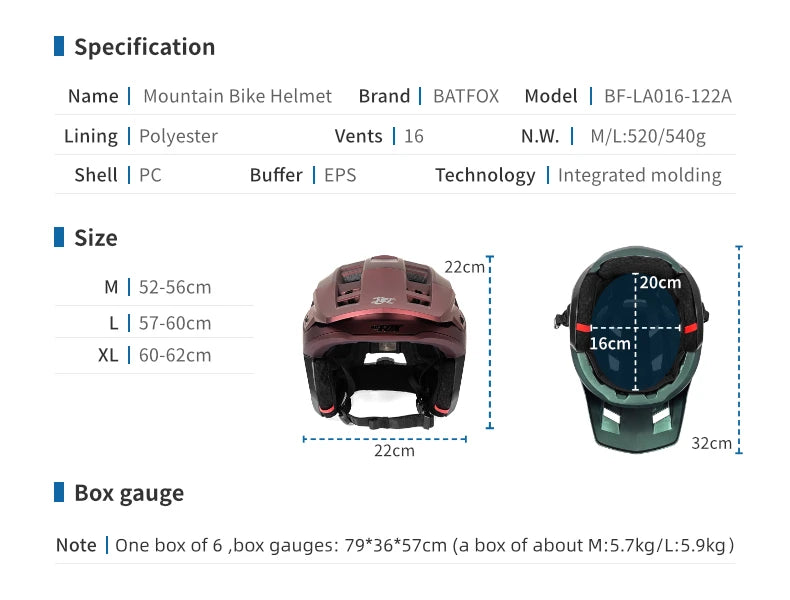 BATFOX mountain helmet bike accessories head safety bicycle protection equipment