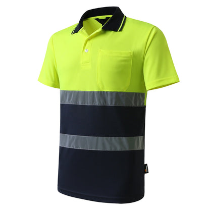 Hi vis work shirt Long Sleeve Safety Polo Shirt Orange High Visibility Reflective Shirt With Pockets