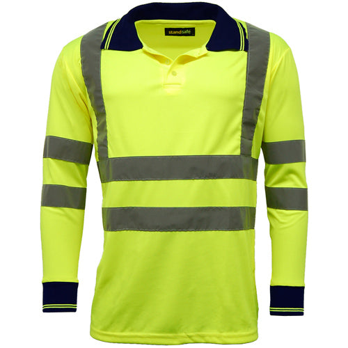 HV005 Hi Vis Long Sleeve Polo Shirt-3